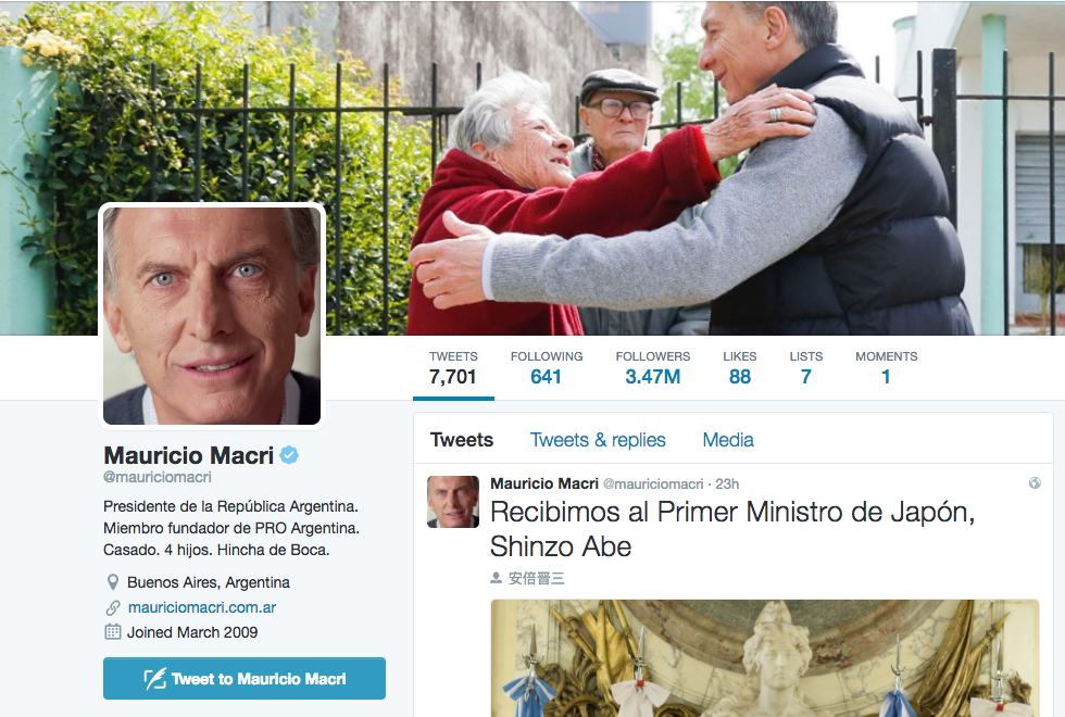 Mauricio Macri ocupa en primer puesto del Barómetro Online presidentes